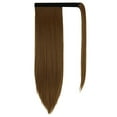 thumbnail image 6 of LELINTA 20/28 Inch Afro Long Straight Ponytail Extension Magic Paste Clip in Wrap Around Synthetic Wrap Drawstring Ponytails Hairpiece for Women (Brown), 6 of 8