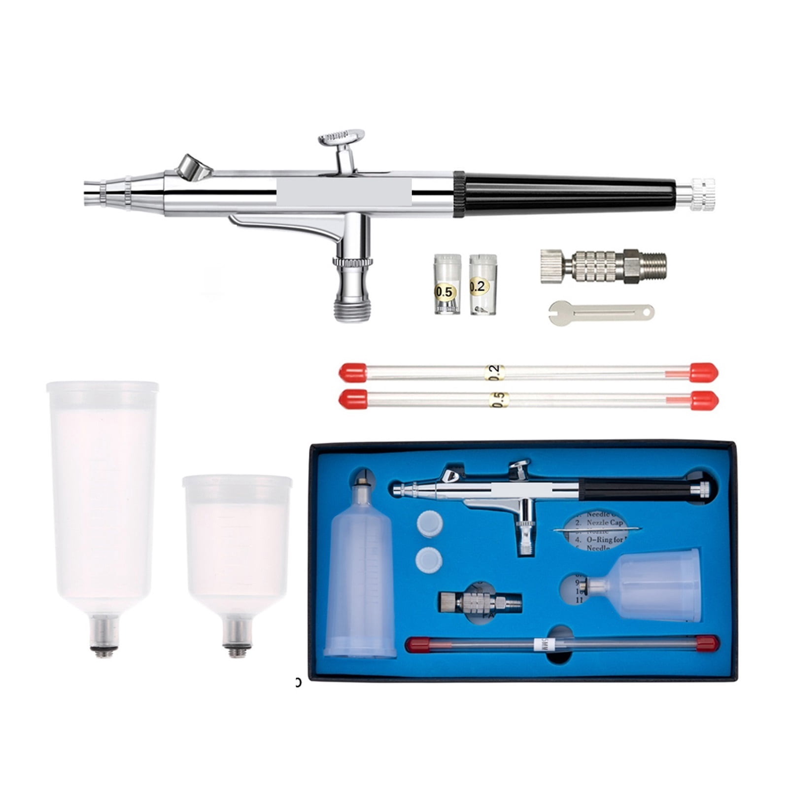 20cc 40cc Airbrush Spray Gun Double Action Air Brush 0.2/0.3/0.5mm Fast Joint Gravity Feed Cake Tattoo Nail Art Car Paint ,Versatile applications