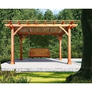 AECOJOY Outdoor Pergola with Porch Swing 12x10Outdoor Wood Deck Garden Patio Gazebo with Comfort Hanging Bench Swing