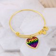 thumbnail image 3 of Free Mom Hugs Heart Pendant - LGBT Pride Gift for MOM - Heart Bangle Bracelet - Silver/Gold color, Personalized Engraving Option, 3 of 5