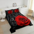 thumbnail image 3 of Erosebridal Red and Black Rose Comforter Set Twin Valentine's Day Bedding for Women Rose Love Romantic Moment Print Quilts Blossom Rose Flowers Duvet Insert 2 Pcs with 1 Pillowcase, 3 of 6