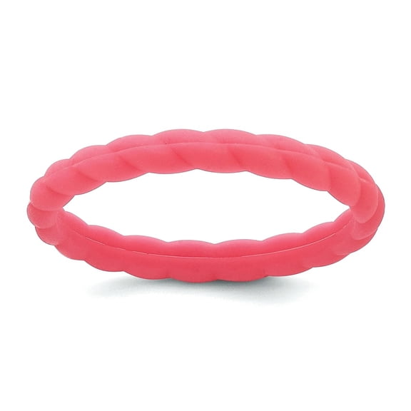 Silicone Watermelon Pink 3mm Braided Band Size 9 Ring for Women and Men