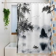 thumbnail image 6 of Traditional Chinese Painting Shower Curtain, Black and White Natural Landscape Waterproof Shower Curtain Set with 12 Hooks Lightweight Bath Curtains Fabric Bathroom Decor 48x72 Inches, 6 of 9