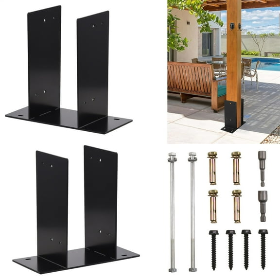 3.5" x 3.5" Post Holder, 2pc Alloy Steel Support Base for Porches and Gazebos