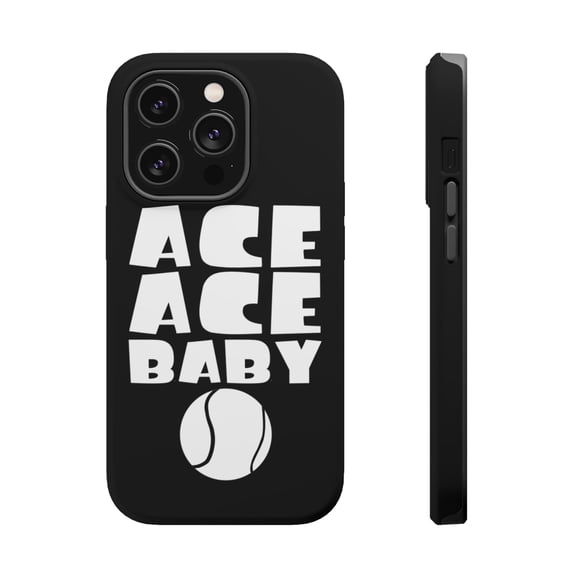 DistinctInk Tough Case for Apple iPhone 15 PRO (6.1" Screen), Compatible with MagSafe Charging - Ace Ace Baby Tennis