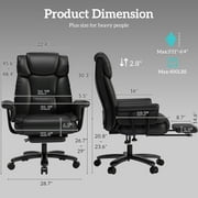 Ninecer High Back Executive Office Chair, Big and Tall PU Leather Office Chair, Heavy Duty Computer Desk Chair, Reclining Office Chair with Footrest 400lbs, Black
