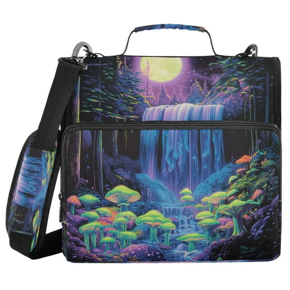 Water-Resistant 3-Ring Binder Organizer with Multiple Pockets Zipper Binder Bag for Office Neon Oversized Waterfall