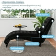 thumbnail image 3 of FFH Chaise Lounge Indoor, Velvet Button-Tufted Chaise Lounge Chair with Bolster Pillow, Black, 3 of 7