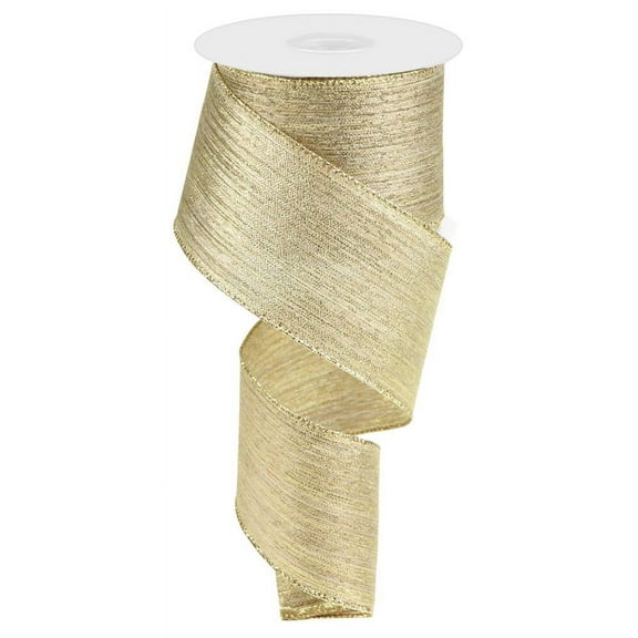 2.5"X10yd Vertical Gold Metallic Stripe Wired Edge RibbonRGC129408