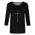 thumbnail image 5 of nerohusy Women's 3/4 Sleeve Tops,Shirts for Women Summer 3/4 Sleeve Crewneck Blouse Womens Tops Dressy Casual T-Shirt Graphic Tees 2024,Black,M, 5 of 5