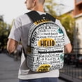 thumbnail image 3 of Gukieu Hello Print Backpack, Waterproof Backpack with Adjustable Shoulder Straps, Suitable for Campus, Business, Travel, Unisex, 3 of 6