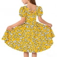thumbnail image 5 of Amidoa Girl Dresses Twirl Short Sleeve Skater A-Line Dress Summer Casual Sundress for Kids Yellow Size 7, 5 of 7