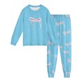 thumbnail image 5 of Toddler Girl Pajamas Set Holiday Bowknot Print Long Sleeve Pullover with Pants Pajamas Sleepwear Outfit Set 4-5 Years Girl Pajamas, 5 of 7