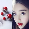 thumbnail image 2 of QQTDFG Stud Earrings Double-Sided Pearl Earrings Lace Crown Hollow Earrings Female-white, 2 of 8