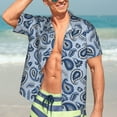 thumbnail image 5 of KLL Men's Hawaiian Shirt Short Sleeve Button Down Beach Shirts-Blue Paisley Pattern Vintage, 5 of 5