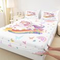 thumbnail image 3 of Manfei Dreamy Unicorn Bed Sheets Twin, Fairy Tale Twin Sheet Sets, Cartoon Butterfly Stars Bedding Sets Twin Size, Lightweight Bedroom Decoration, 3pcs, 3 of 7