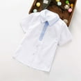 thumbnail image 2 of Boys T Shirts Summer Kids Baby Boys Polka Dot Print Casual Short Sleeved Button Up Shirt Formal Dress Up Summer Tops Light Gray 9 Years-10 Years, 2 of 3
