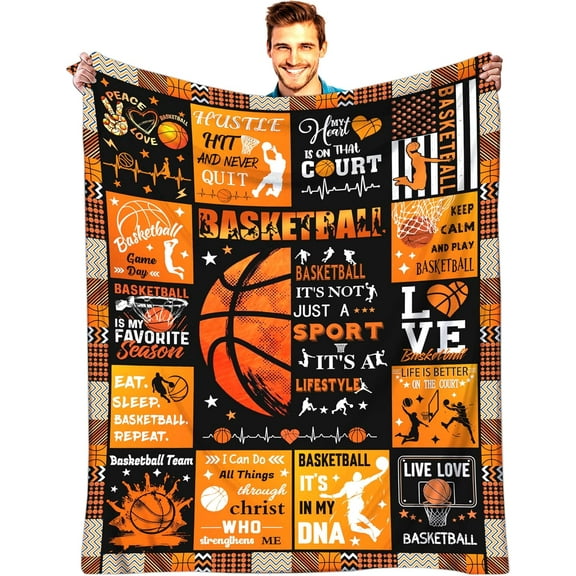 Basketball Blanket Super Soft Basketball Flannel Throw Lightweight Blanket for Boys Girls Women Team Basketball Lovers Gifts 50"X40"