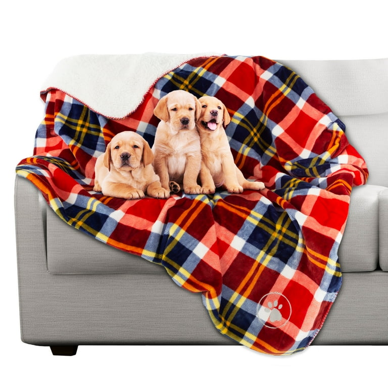 PETMAKER 50x60 Reversible Sherpa Fleece Waterproof Dog Blanket Red Plaid Walmart