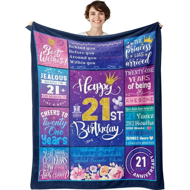 LHSHID 18th Birthday Gifts for Girls Birthday Decor Purple 350gsm Plush Throw Blanket for 18 Year Old 18th Birthday Decorations for Daughter Bestie Sister BFF