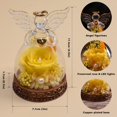 thumbnail image 2 of Figura de ángel con forma de rosa auténtica preservada en cristal con luz LED, 2 of 8