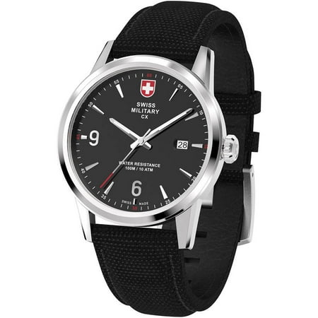 Swiss Military By Charmex Men's Officer Silver Tone Nylon Band Watch