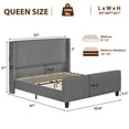 thumbnail image 7 of Miniyam Queen Size Upholstered Bed with Wingback Headboard, USB Charging Station for Adult, Gray, 7 of 7