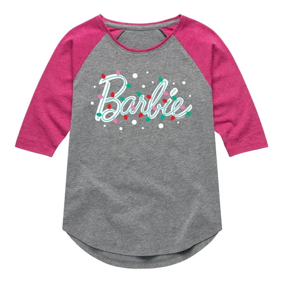 Barbie - Holidays & Christmas - Tangled Lights - Toddler & Youth Girls Raglan Graphic T-Shirt