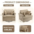 thumbnail image 2 of UBesGoo Modern 360° Swivel Chair Sofa, Soft Corduroy Fabric Accent Chair with Armrest Pockets, Solid Metal Frame, Ideal for Living Room Bedroom, Khaki, 2 of 9