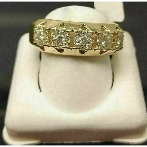 Men's Wedding Ring Band 2.50Ct Round Cut Moissanite in 14K Yellow Gold Plated