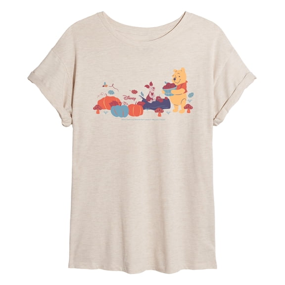 Winnie The Pooh - Fall - Juniors Oversized Graphic T-Shirt
