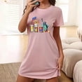 thumbnail image 4 of WREESH Women's 4th of July T-Shirt Dress Oversized Short Chest Print Crew Neck Summer Comfort Pink, 4 of 7