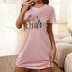 thumbnail image 1 of Camisón corto de talla grande para mujer, camisón de manga corta con estampado de pecho a la moda, camisón para mujer, 1 of 7
