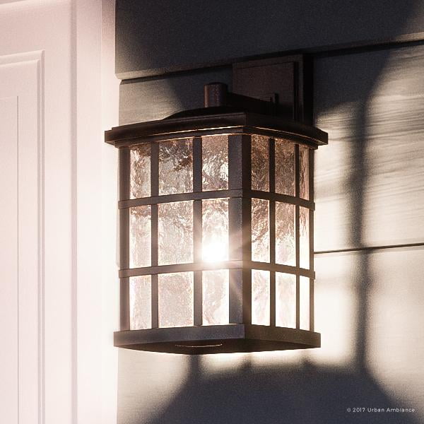 Urban Ambiance Luxury Craftsman Outdoor Wall Light Small Size 10 5 H X 6 W With Tudor Style Elements Highly Detailed Design Oil Rubbed Parisian Bronze Finish And Water Glass Uql1231 Com Urban Ambiance Luxury Craftsman Outdoor, Craftsman Style Outdoor Ceiling Lights