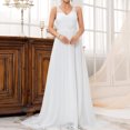 thumbnail image 4 of Aqestyerly Robe de Mariée Sans Manches Unie pour Femmes avec Dentelle, Design Col en V, Parfaite pour les Mariages d'Été, 4 of 6