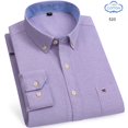 thumbnail image 1 of Chemises Oxford 100% pur coton pour hommes, chemise à carreaux à manches longues, rayée, BusinessTartan, rouge, vêtements de styliste, 1 of 4