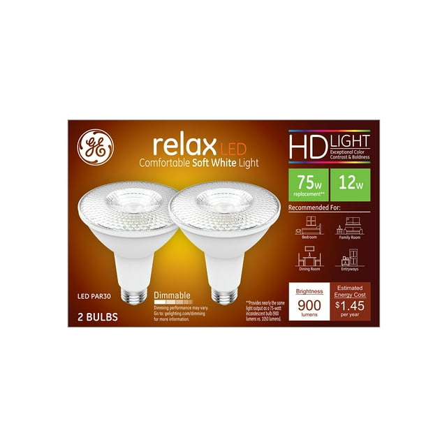 Bombilla LED GE Lighting Relax HD PAR30L 12 W, paquete de 2