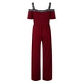 thumbnail image 6 of Baqcunre Jumpsuits for Women Women Solid Color Print Vest High Waist Slim Wide Leg Pants Jumpsuit Playsuit Jumpsuits for Women Dressy One Piece Jumpsuits for Women, 6 of 6