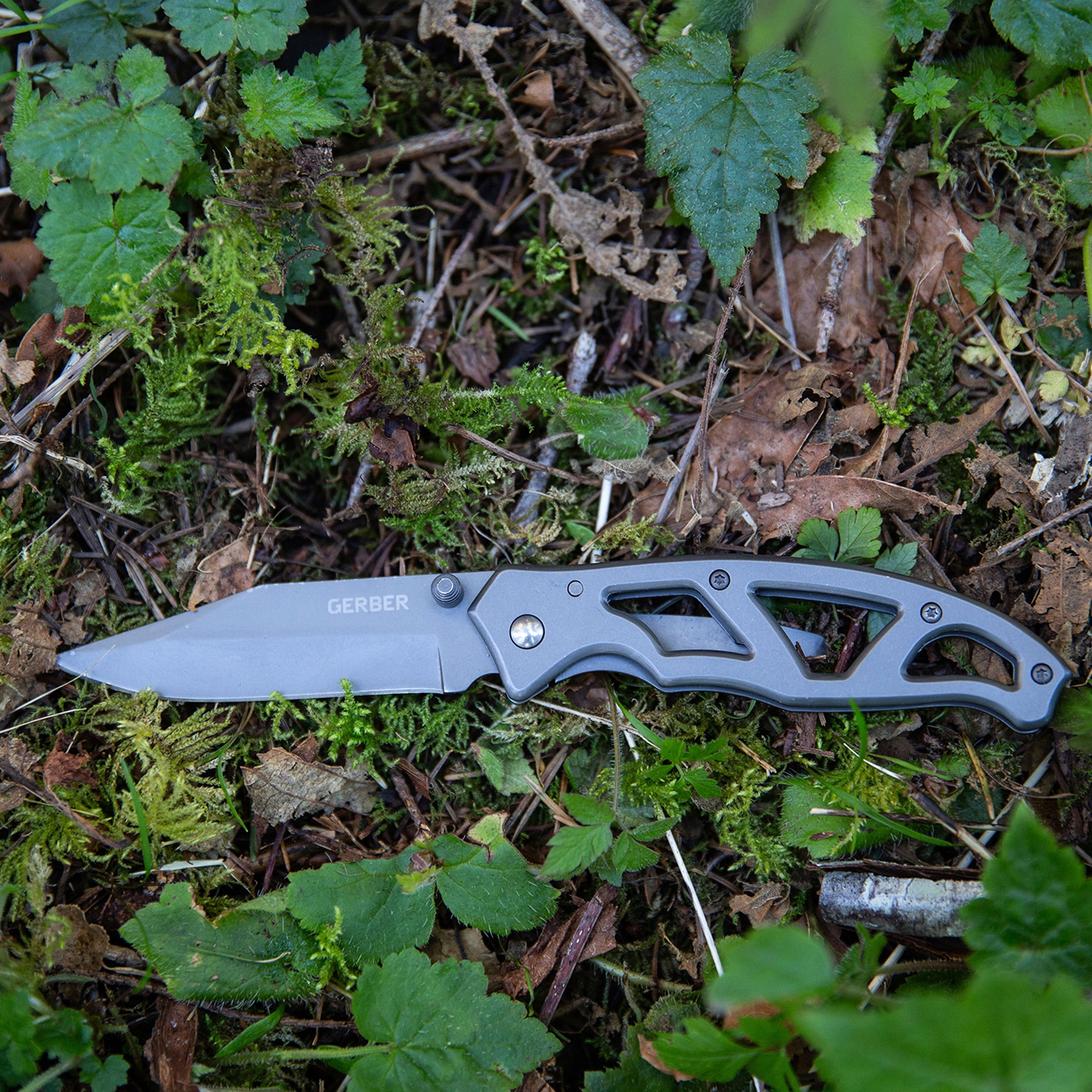 Gerber Paraframe I Folding Knife: 3" Plain Edge Stainless Steel Blade, Lightweight Open Frame Design with Pocket Clip