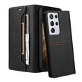 thumbnail image 2 of For Samsung Galaxy S21 Ultra Flip Wallet Case,[RFID Blocking]PU Leather Magnetic Folio Cover,With Card Slots,Flip Folding Kickstand,Shockproof TPU Anti-fall Rugged Phone Case Cover,Black, 2 of 9
