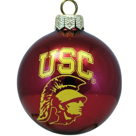 USC Tommy Trojan Red Ball Polish Glass Christmas Tree Ornament Decoration New