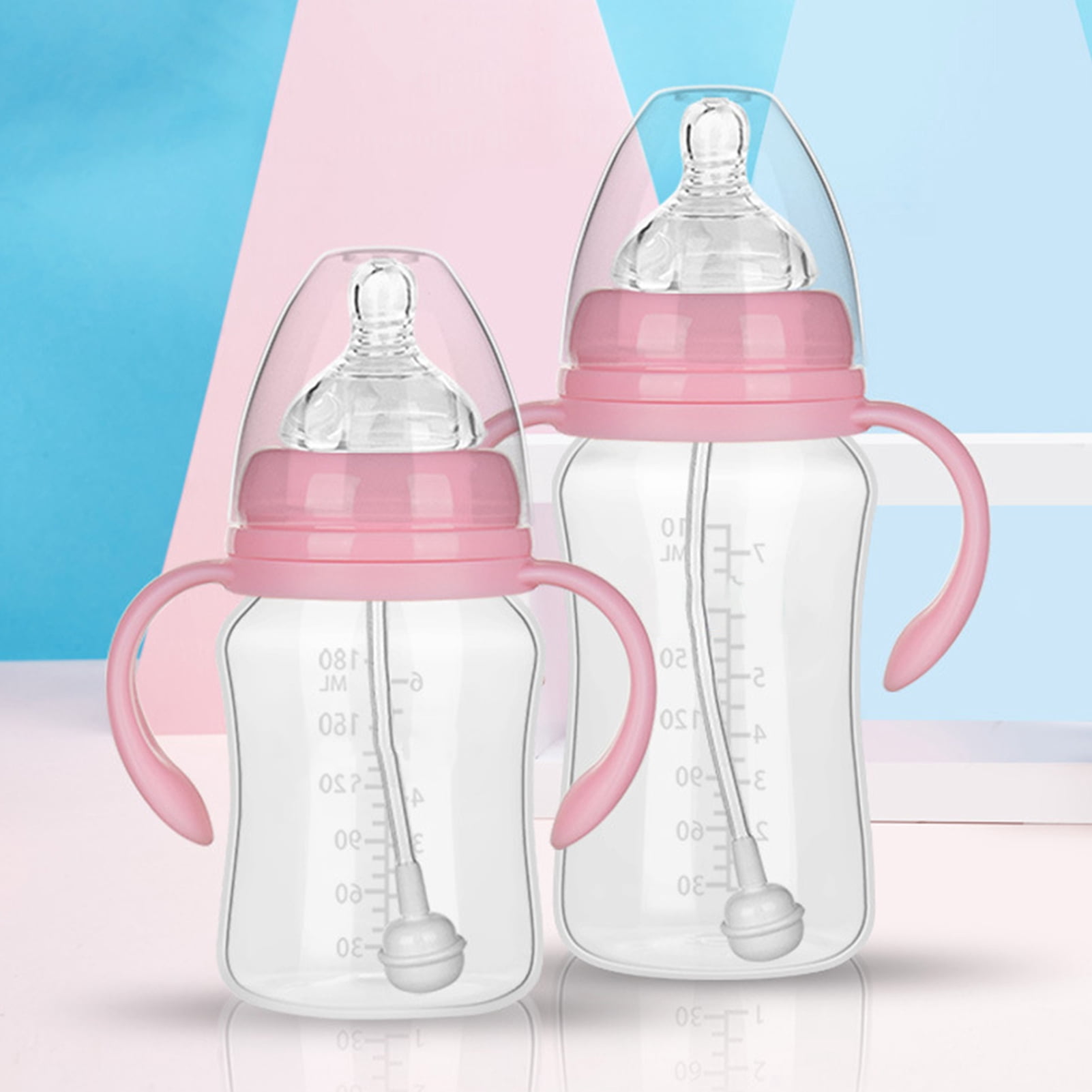 UDIYO 180/240/300ml Nipple Bottle PP 360 Degree Rotating Handle Newborn Bottle