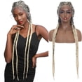 thumbnail image 4 of SEGO 35" Extra Long 100% Hand Braided 360 Swiss Lace Front Light Brown Double Dutch Braided Wigs with Baby Hair for Women Heat Resistant Lightweight Synthetic Cornrow Braids Twisted Braids Wig, 4 of 8