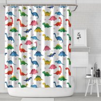 Colorful Dinosaur Assortment Pattern Shower Curtain 84"x72" ,Bathroom Decorative Shower Curtains Set with 12 Hooks,Modern Waterproof Washable Shower Curtain