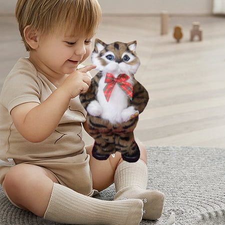Singing Dancing Kitten Toy Simulation Toys Electronic Motion Pet with Music Soft Plush Interactive Cat Yellow Battery-Operated Children's Companion Gift