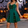 thumbnail image 6 of QATAINLAV Women's Gothic Plaid Mini Dress O-Ring Front Zip A-Line Gothic Dresses Halloween Cosplay Costume, 6 of 9