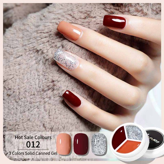 Esmalte de uñas de gel de color crema sólido de 3 colores Soak Off yeacher Esmalte de uñas de gel