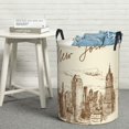 thumbnail image 6 of Sikiie New York Print Round Dirty Clothes Basket, Waterproof Standing Foldable Storage Basket, for Laundry Room, Bedroom, Bathroom Storage-Medium, 6 of 6