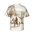 thumbnail image 3 of Picia Western Desert Cowboys Gentle Cotton Regular Fit Short Sleeve Casual Hawaiian Shirt for Men-Medium, 3 of 9