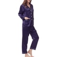 thumbnail image 4 of Hanerdun Women Button-Up Pajamas Sets Female 2PCS Nightwear Homewear Dark Blue M, 4 of 5